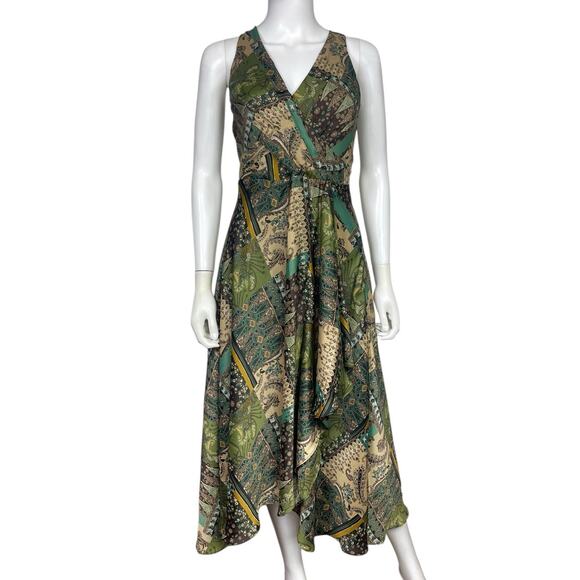Eva Franco Women's 4 Multicolor Paisley Floral Boho Artsy Print Maxi Dress EUC - Picture 1 of 3